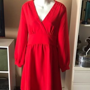 Kate Spade Red Long Sleeved Dress